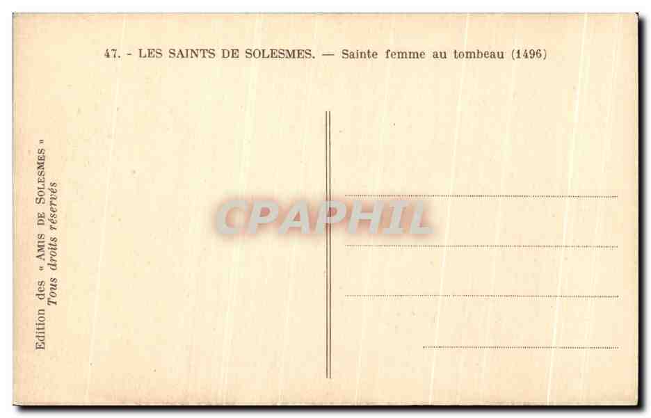 CPA Les Saints De Solesmes Sainte femme au Tombeau — Back