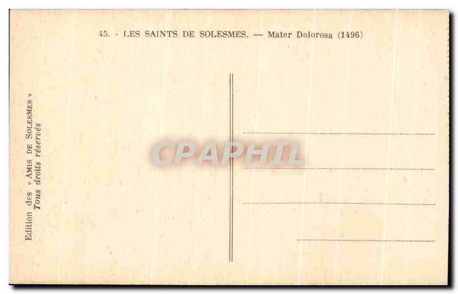 Mater Dolorosa (1496) — Les Saints de Solesmes — Édition des « Amis de Solesmes » — Verso