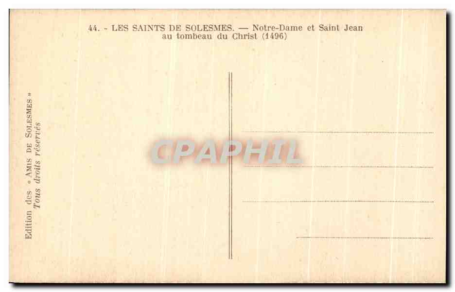 CPA Les Saints De Solesmes Notre Dame et Saint Jean au tombeau du Christ — Back