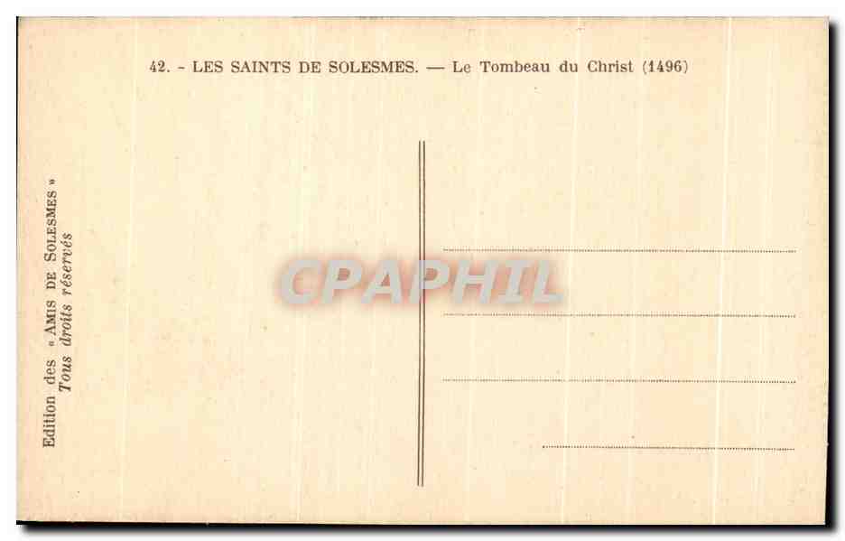 CPA Les Saints De Solesmes Le Tombeau de Christ — Back