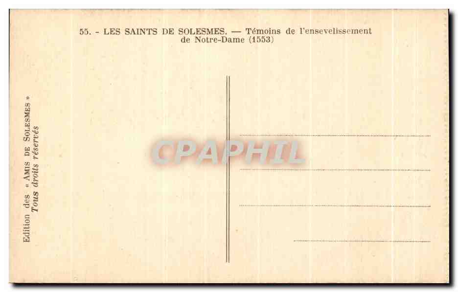 CPA Les Saints De Solesmes Temoins de I'ensevelissement de Notre Dame — Back
