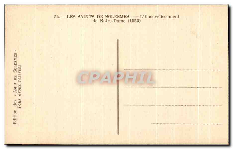 CPA Les Saints De Solesmes Temoins de I'ensevelissement de Notre Dame — Back