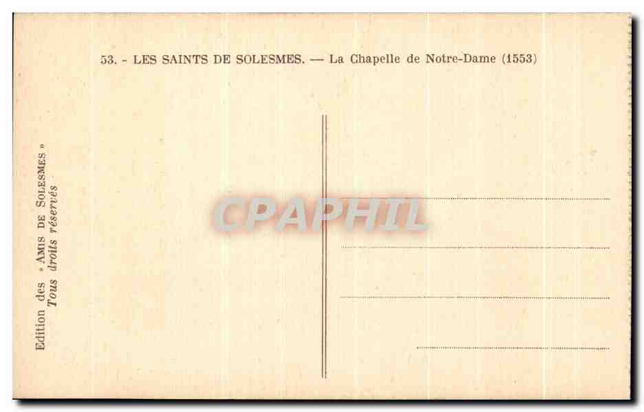 CPA Les Saints De Solesmes La Chapelle de Notre Dame — Verso
