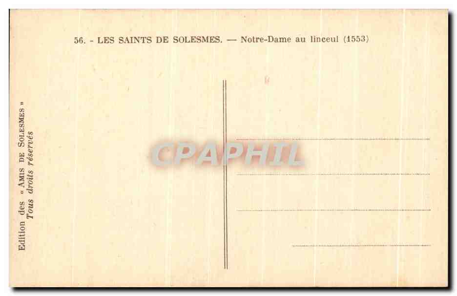 CPA Les Saintes De Solemes Notre Dmae Au Linceul — Back