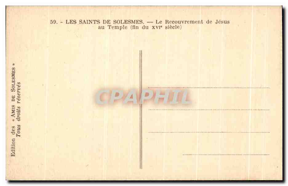 Les Saints de Solesmes — Le Recouvrement de Jésus au Temple (fin du XVIe siècle) — Verso