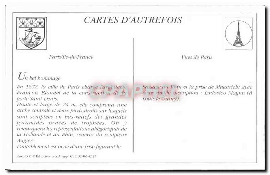 REPRO Paris Porte Saint Denis — Verso