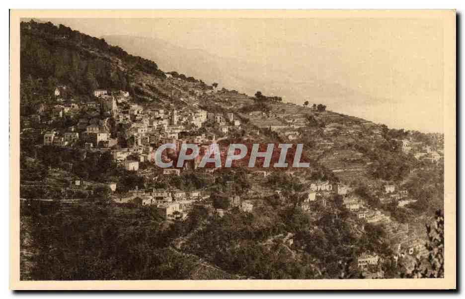 CPA Cote D'Azur Roquebrune Le Village Vu De La Grande Corniche