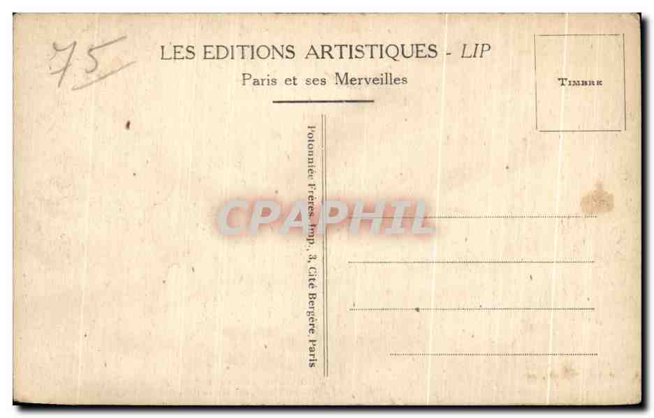 CPA Paris Boulevard des Capucines Le Grand Hotel et le Cafe  — Rückseite