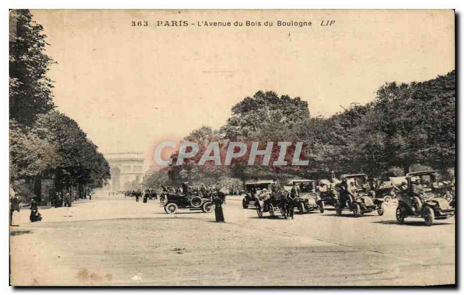 CPA Paris L'Avenue du Bois du Boulogne Automobiles Arc de Triomphe 
