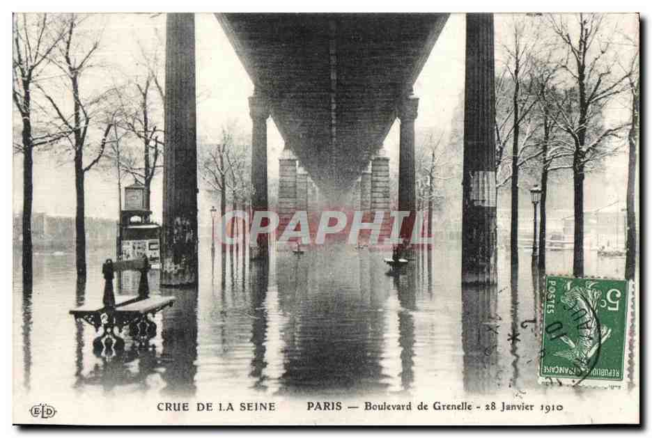 CPA Paris Boulevard de Grenelle Inondations 28 janvier 1910 Metro
