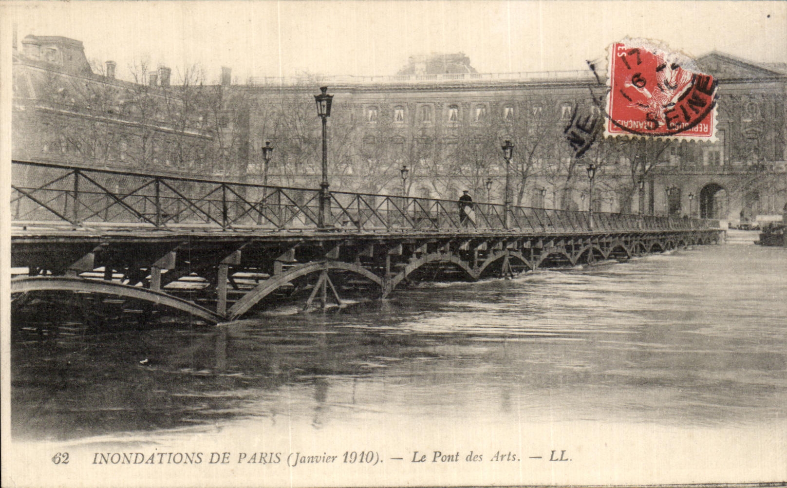 Überschwemmungen in Paris (Januar 1910) — Der Pont des Arts — LL.