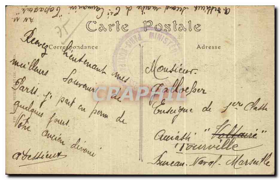 CPA Paris Le Pont de la Concorde et la Chambre des Deputes Peniche Bateau — Rückseite