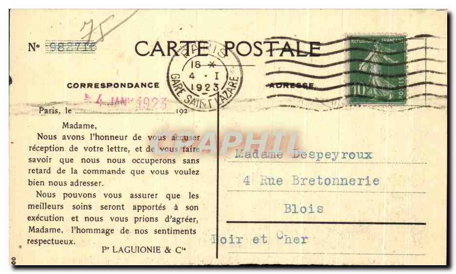 CPA Paris Grands Magasins du Printemps Anciens magasins  — Rückseite