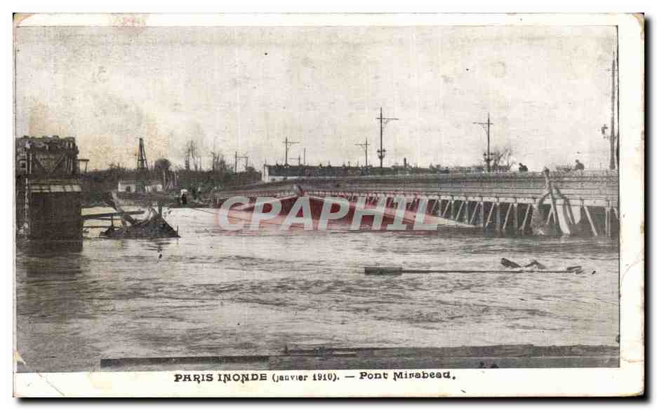 CPA Paris Inonde Pont Mirabeau Inondations 1910