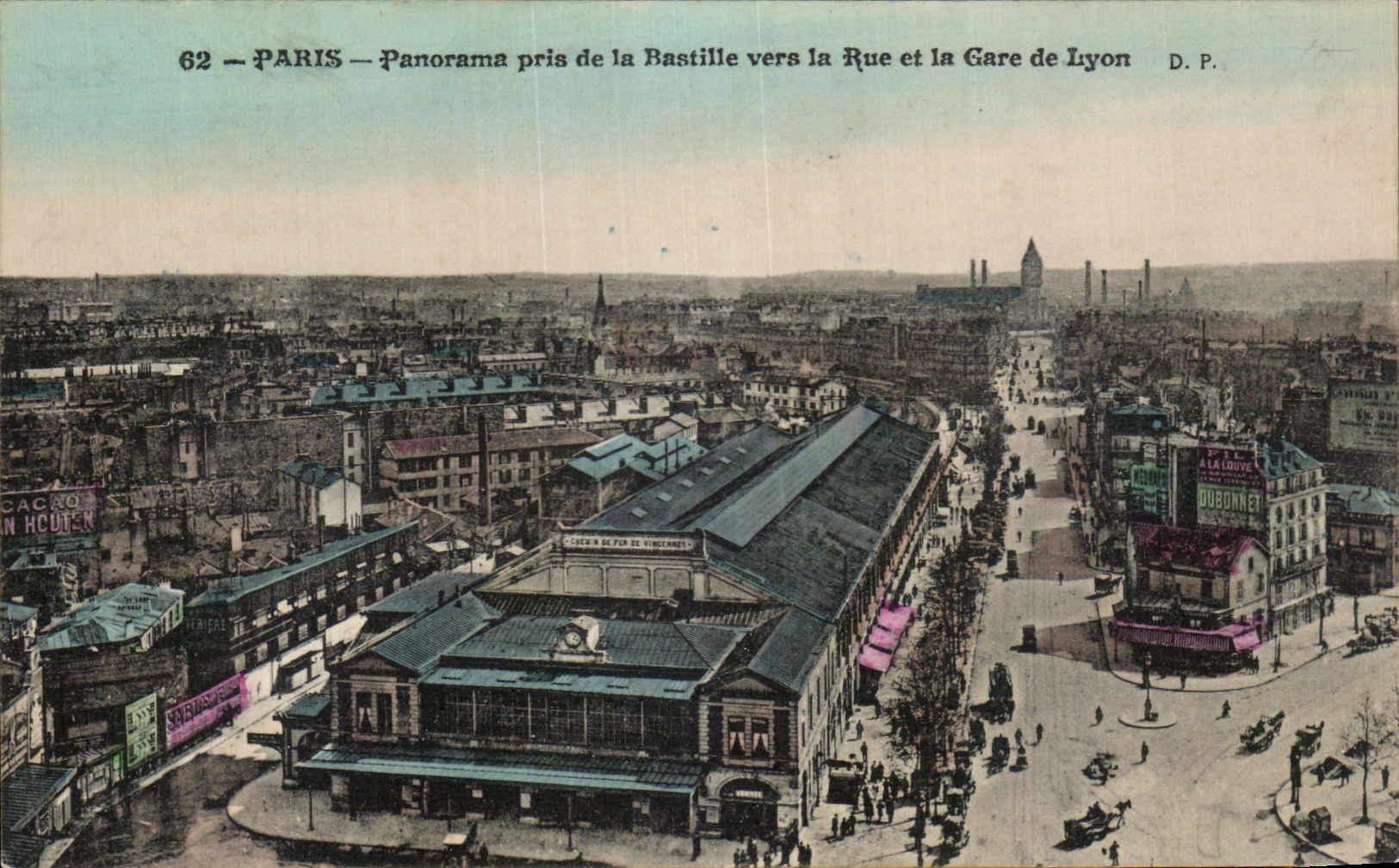 CPA Paris Panorama Pris de la Basilique Vers la Rue et La Gare de Lyon Chemin de fer de Vincennes