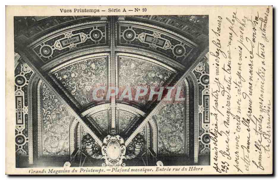 CPA Paris Grands Magasins du Printemps Plafond mosaique Entree rue du Havre 