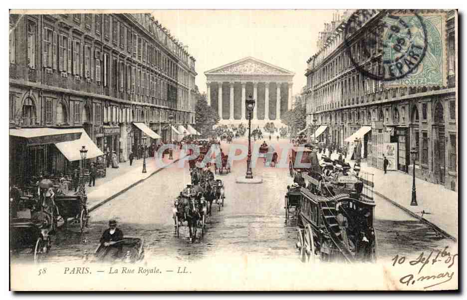 CPA Paris La Rue Royale Madeleine Bus a Imperiale