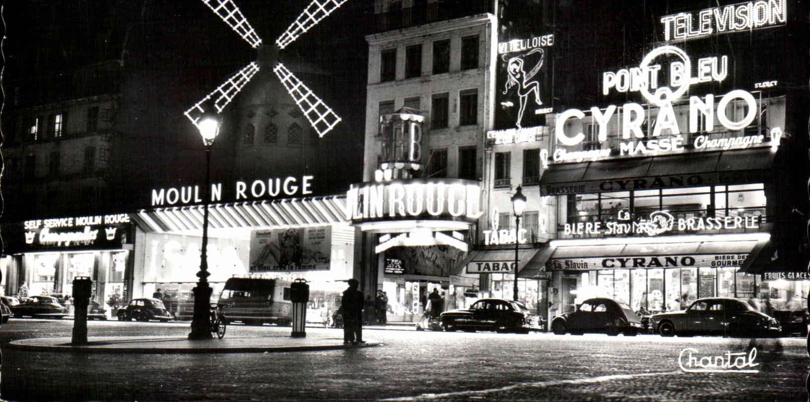CPA Paris Le Moulin Rouge de nuit Montmartre Point Bleu Cyrano