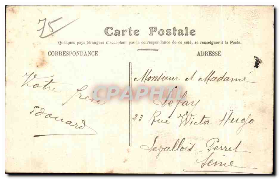 Teleférico de París — Escena con soldado — Editor no identificado — Reverso