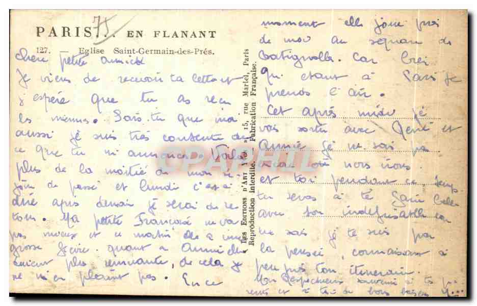 CPA Paris En Flanant Eglise Saint Germain des Pres  — Rückseite