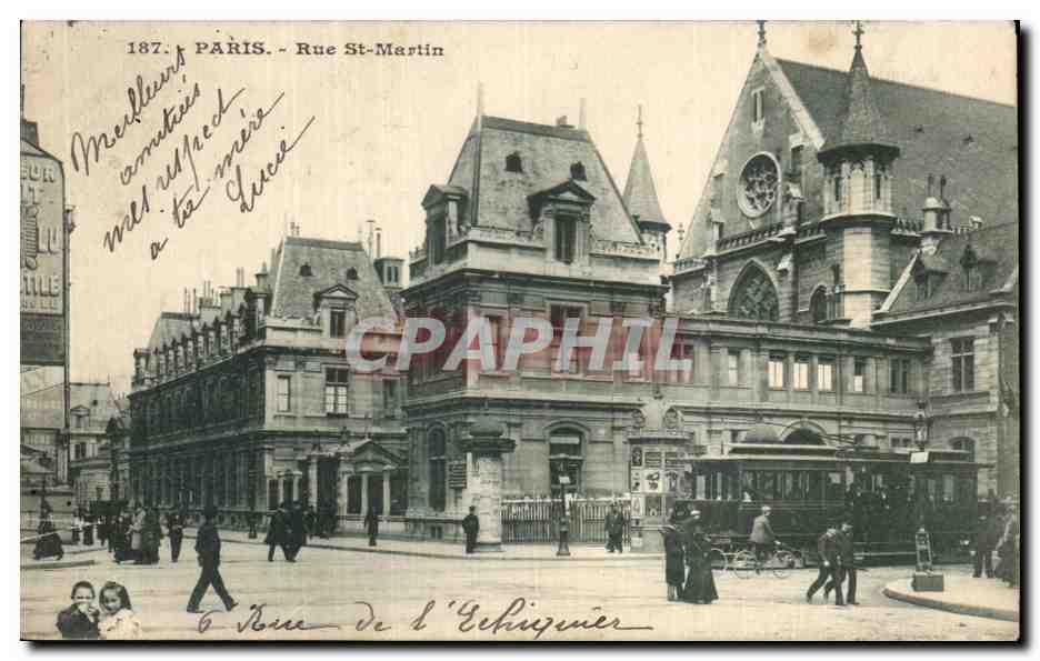 CPA Paris Rue St Martin Tramway