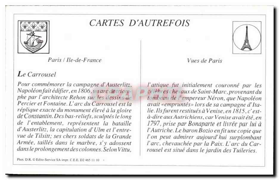 REPRO Paris Quand Meme de Merecie Carrousel des Tuileries  — Rückseite