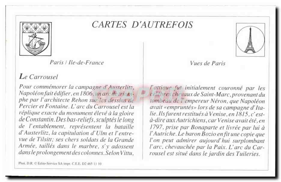 REPRO Paris Quand Meme de Mercie Carrousel des Tuileries  — Rückseite