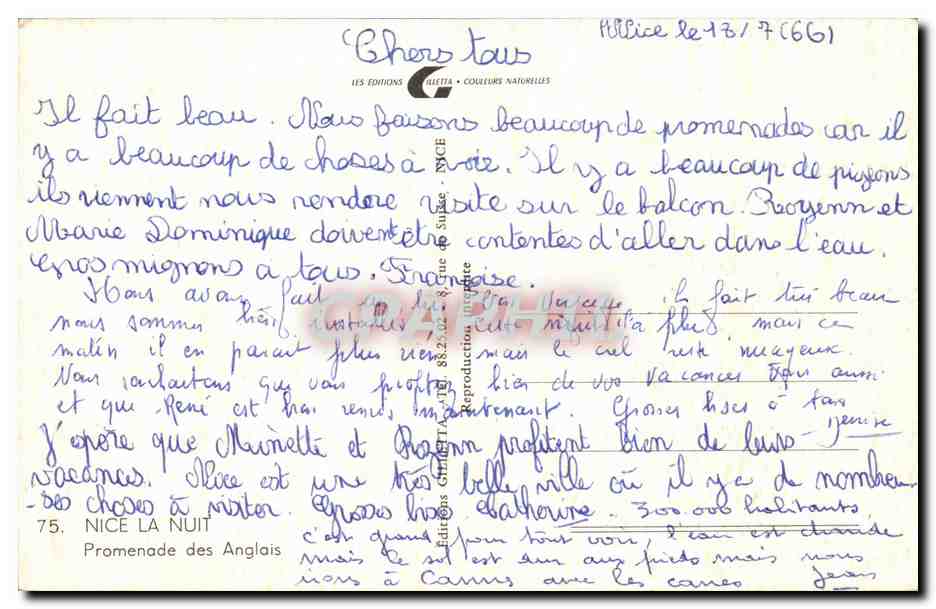 CPA Nice La Nuit Promenade des Anglais  — Rückseite