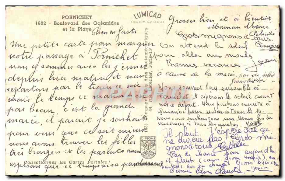 CPA Pornichet Boulevard des Oceanides et laPlage  — Rückseite