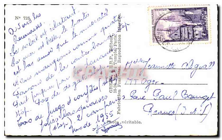 Saint-Jean-de-Luz — Souvenir — Greff, n° 725 — Verso