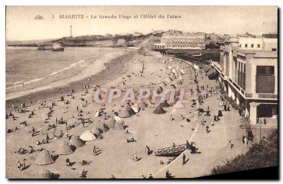 CPA Biarritz La Grand Plage et l'Hotel de Palais 