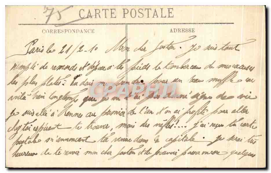 CPA Inondations De Paris Le Pont au Change Janvier 1910 — Verso