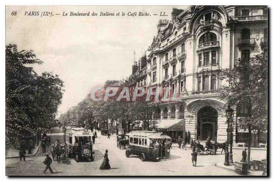 CPA Paris Le Boulevard des Italiens et le Cafe Riche
