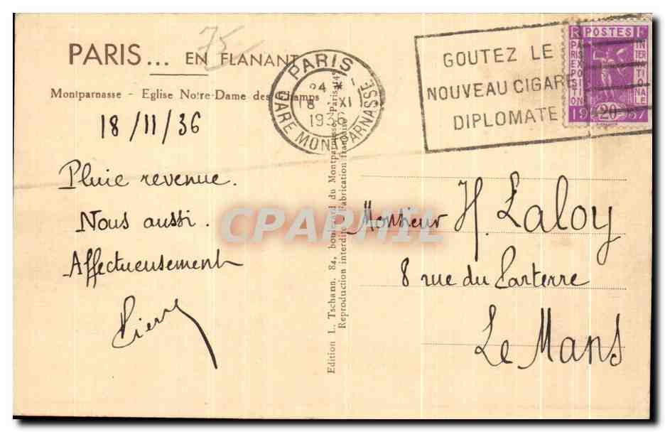 CPA Paris En Flanant L'Eglise Notre Dame des Champs — Rückseite