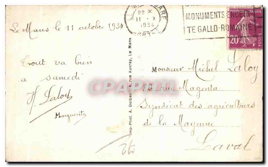 CPA Le Mans Maison Renaissance dite d'Adam et d'Eve situee Grande Rue  — Rückseite