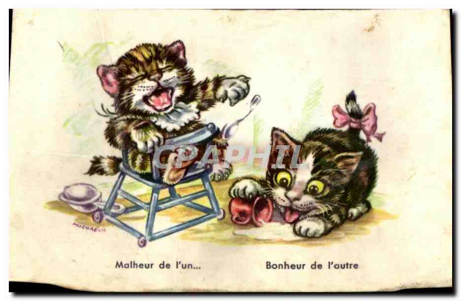 CPSM Malheur de I'un Bonheur de I'autre Chats
