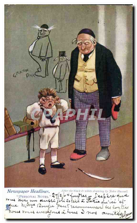 CPA Newspaper Headlines Personal Notes Enfant John Hassall Ecolier