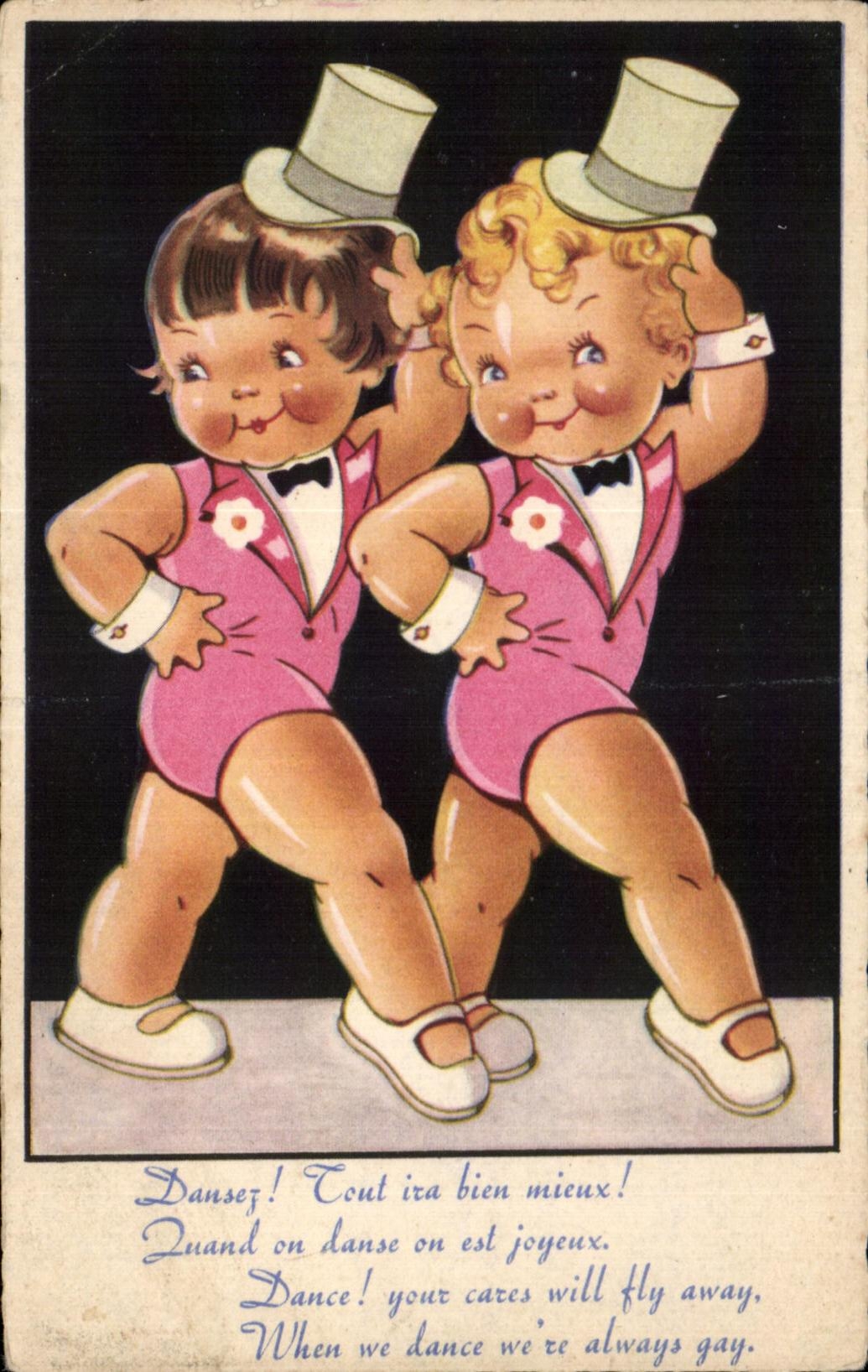 Antike Ansichtskarte Kinder Tanz Alles wird besser