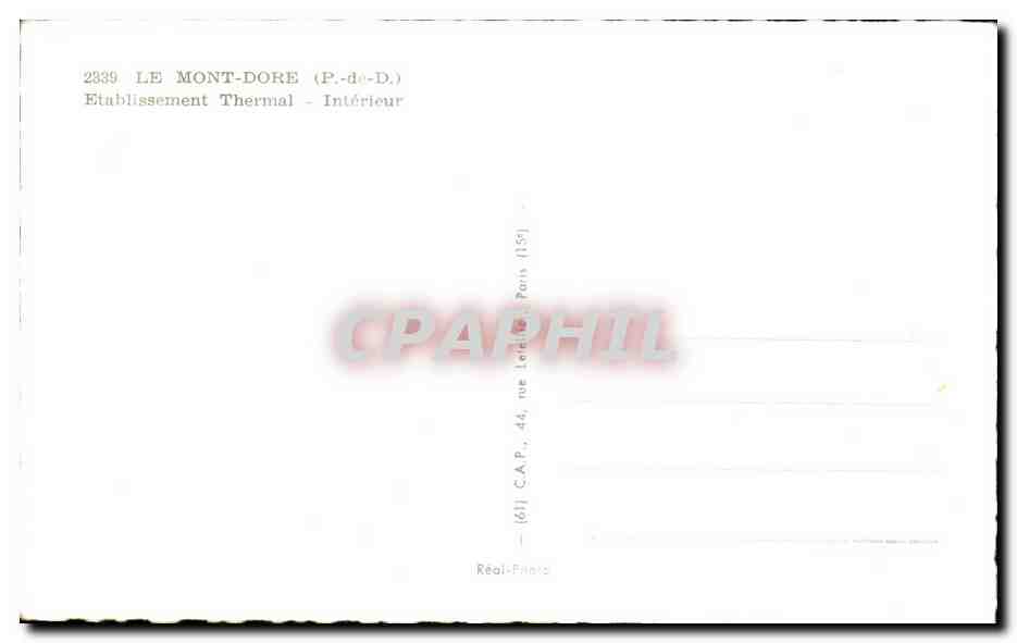 CPA Le Mont Dore Etablisement Thermal Interieur Enfants — Verso