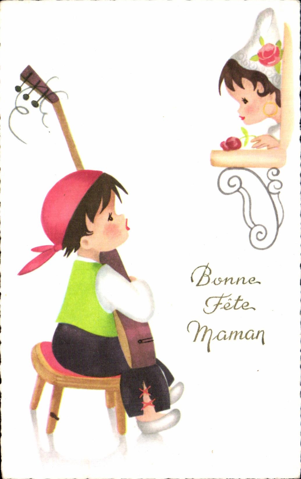 CPA Bonne Fete Maman Enfant Guitare