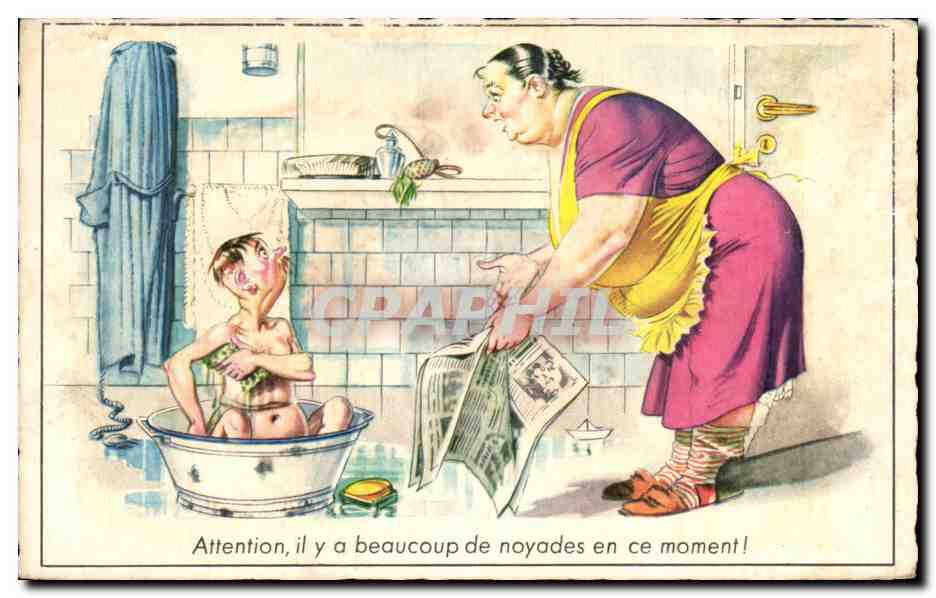 CPA Attention li y a beaucoup de noyades en ce moment Couple Humour