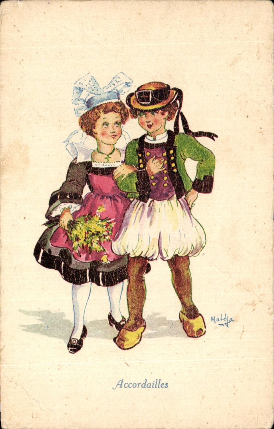 CPA Accordailles Folklore costume Coiffe Bretragne