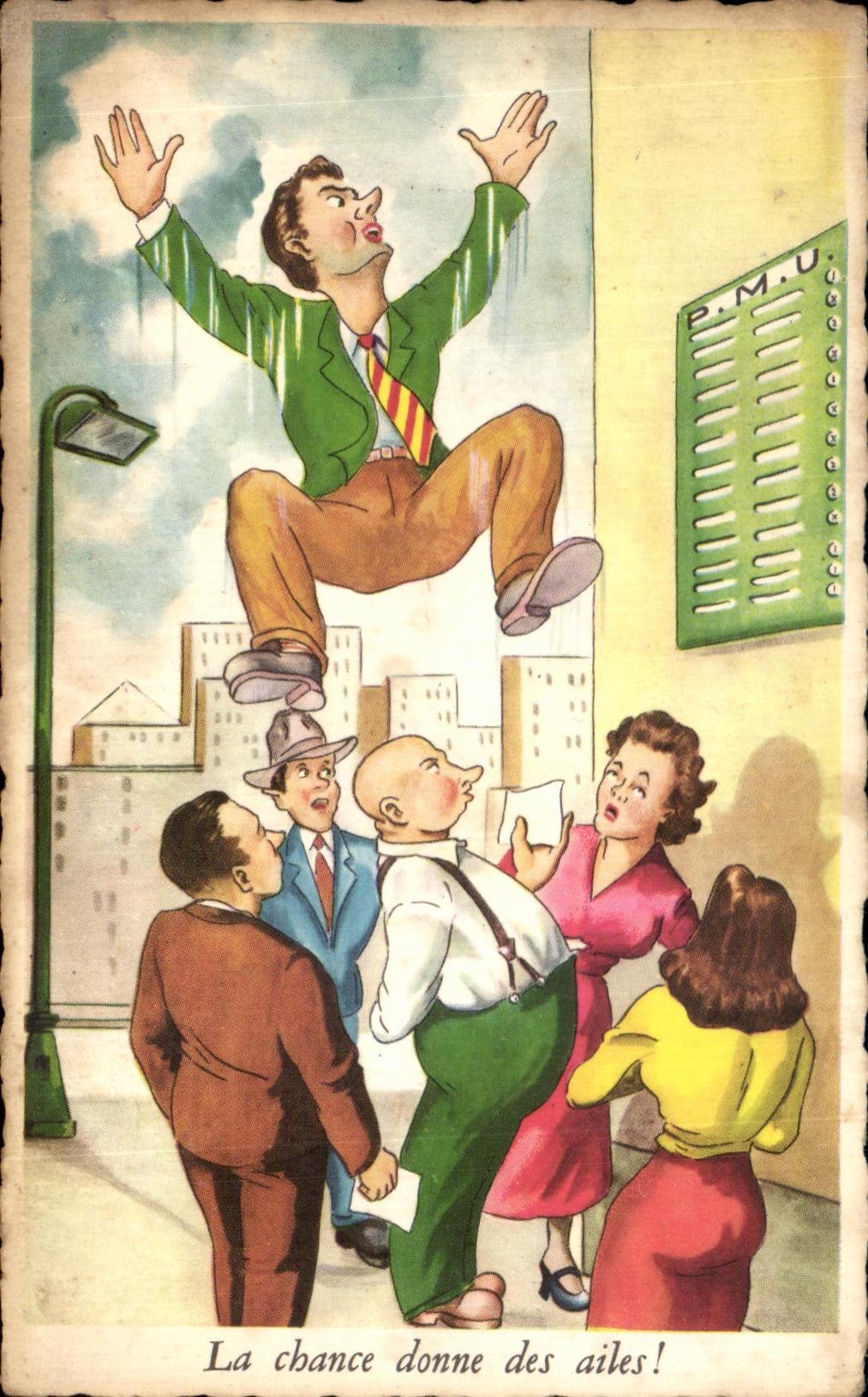 CPA La chance donne des ailes Humour