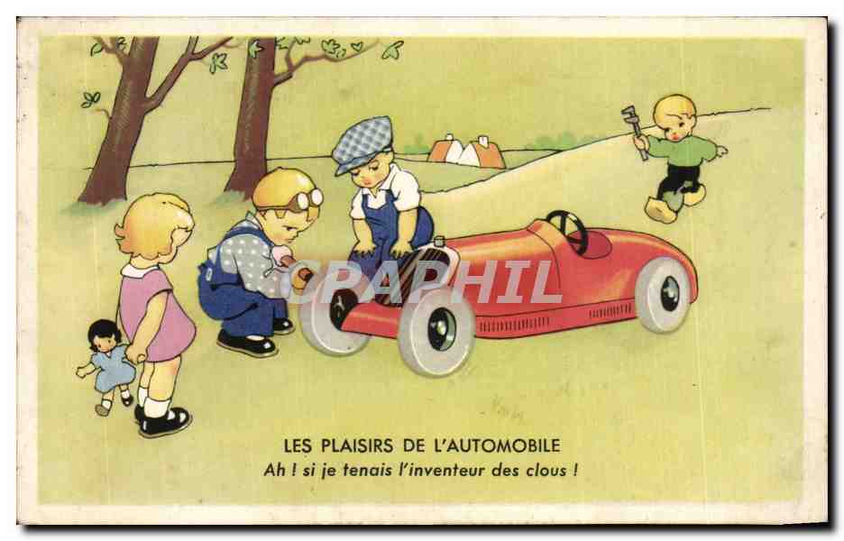 CPA Les plaisirs de l'automobile Enfants