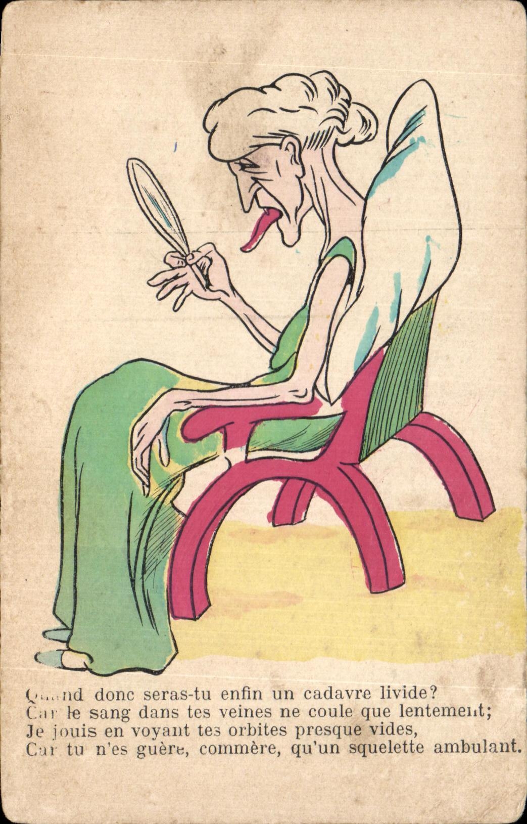 CPA Femme Humour Cadavre livide