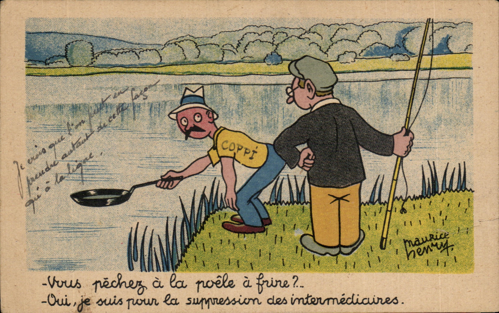 CPA Vous pechez a la poele a frire ? Maurice Henry Peche Humour