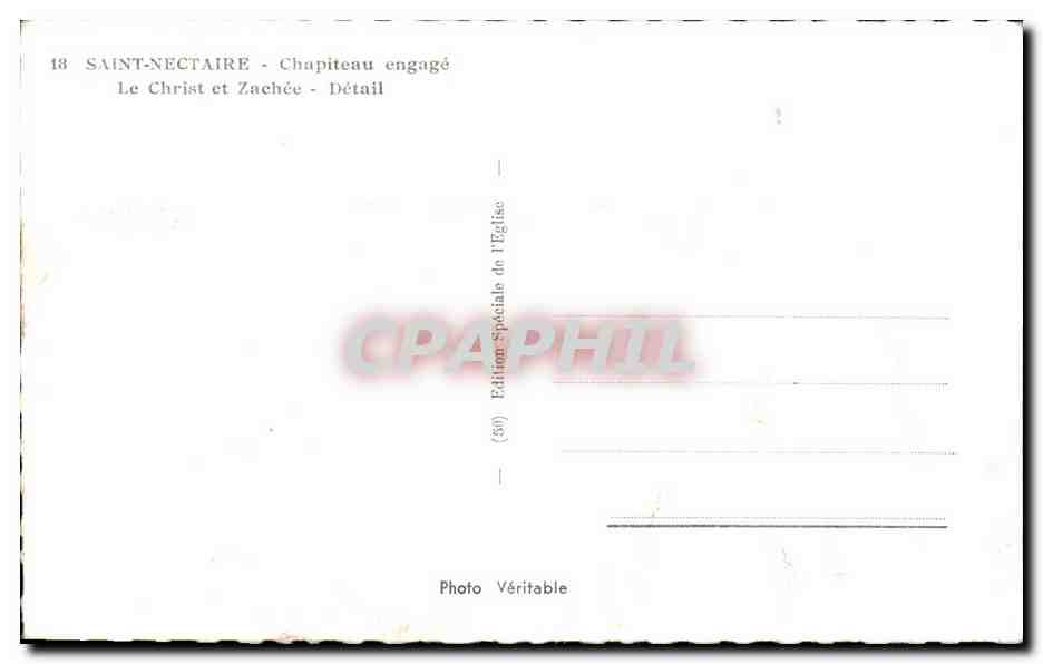 Saint-Nectaire — Chapiteau engagé — Le Christ et Zachée — Détail — Édition Spéciale de l'Église — Rückseite