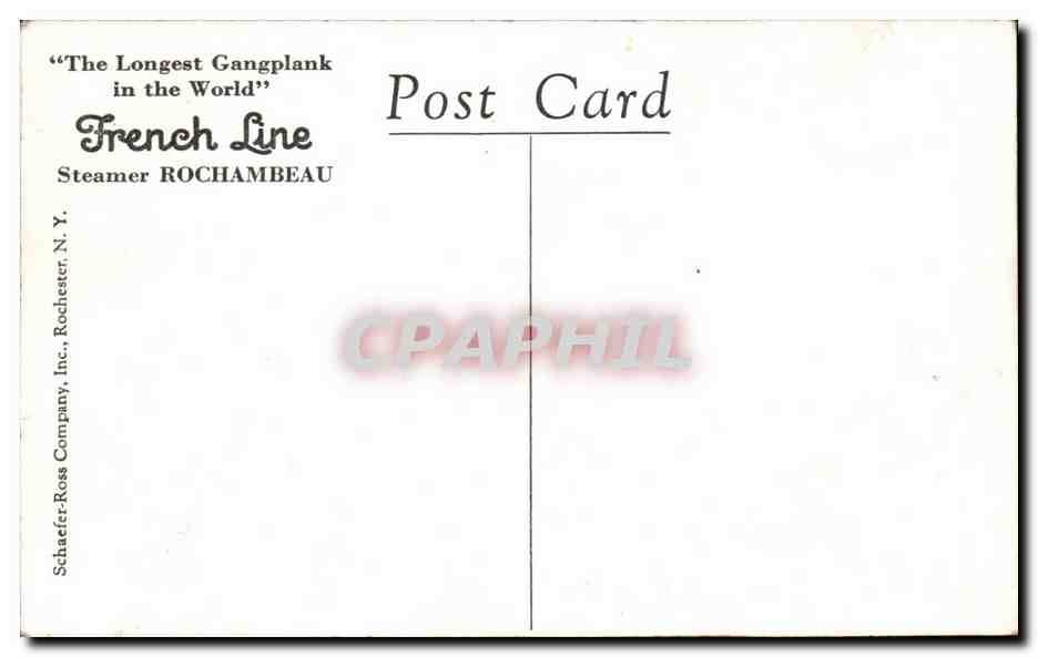 S.S. ROCHAMBEAU — A TYPICAL STATEROOM — French Line — Verso