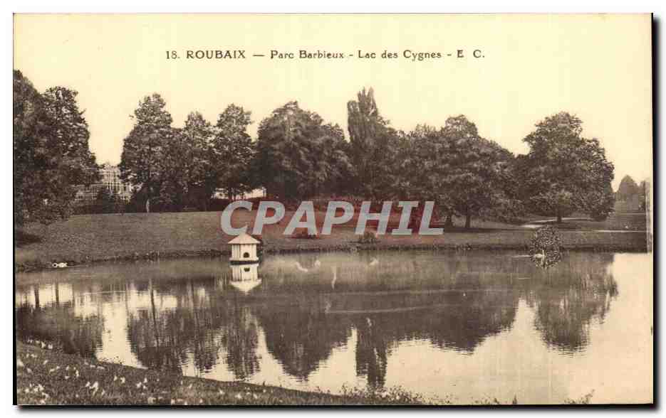 CPA Roubaix Parc Barbieux Lac des Cygnes