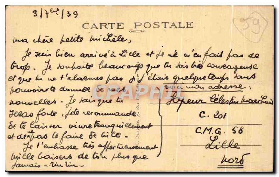 CPA Lille Nord Mairie Et Beffroi — Rückseite